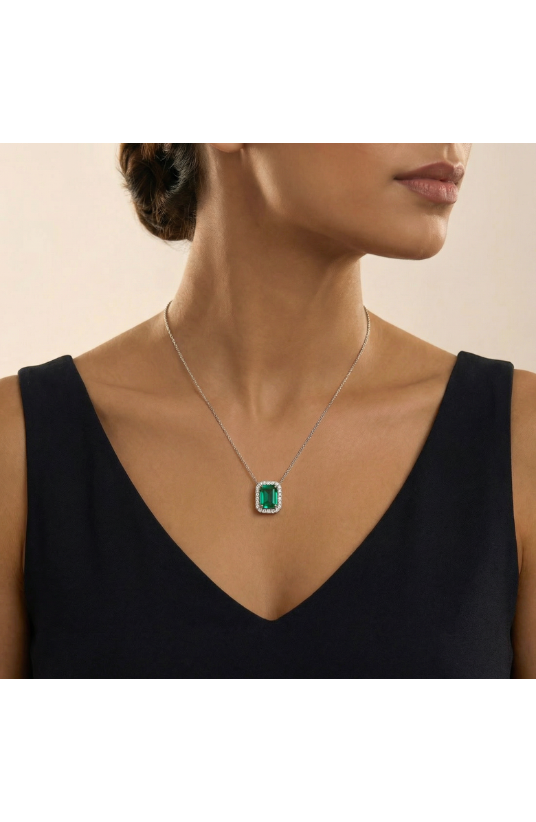 Bliss Diamond 7 1/2Ct Emerald & Diamond Pendant Gold 3/4" Tall 18" Necklace, Alternate, color, 10K Yellow Gold