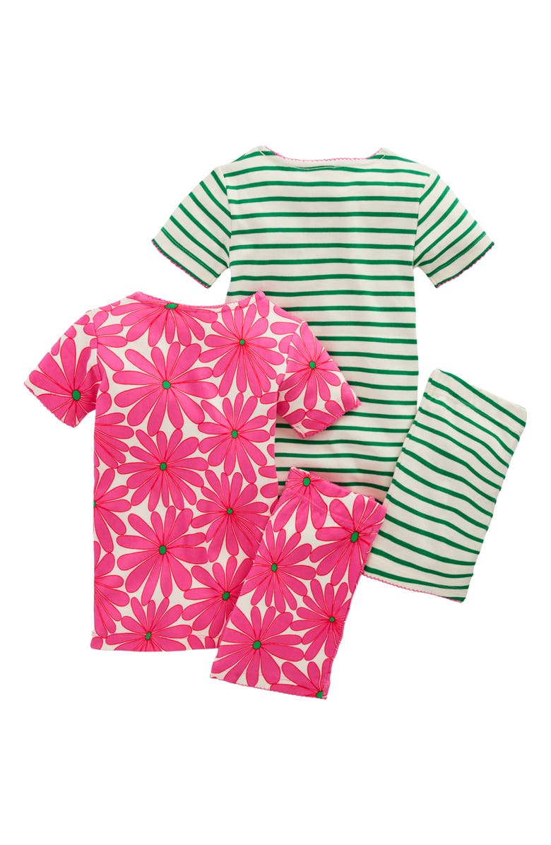 Mini Boden Kids' Assorted 2-Pack Fitted Cotton Two-Piece Pajamas, Alternate, color, Pink Flower