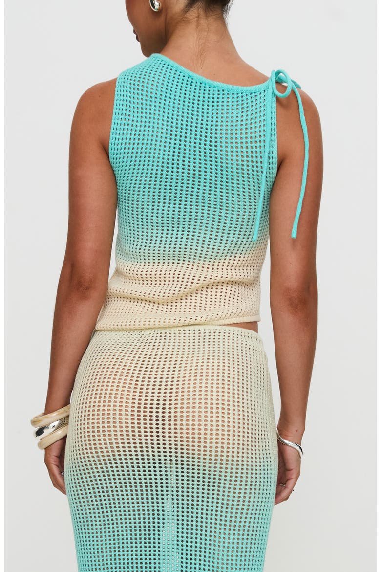 Auralia Asymmetric Sheer Open Knit Tank Top, Alternate, color, BLUE/ CREAM