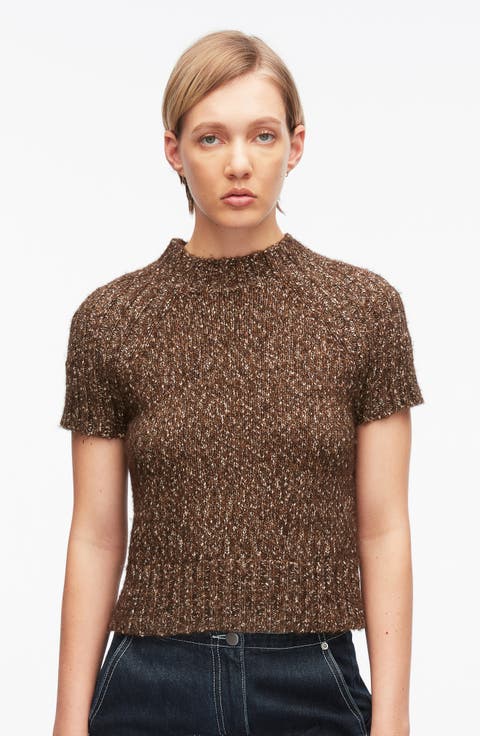 Marled Wool Mockneck Tee