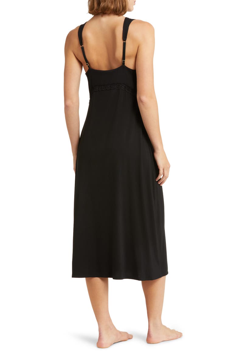Feathers Lace Trim Nightgown, Alternate, color, BLACK