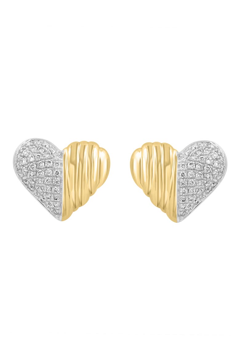 14K Gold Diamond Heart Stud Earrings, Main, color, GOLD