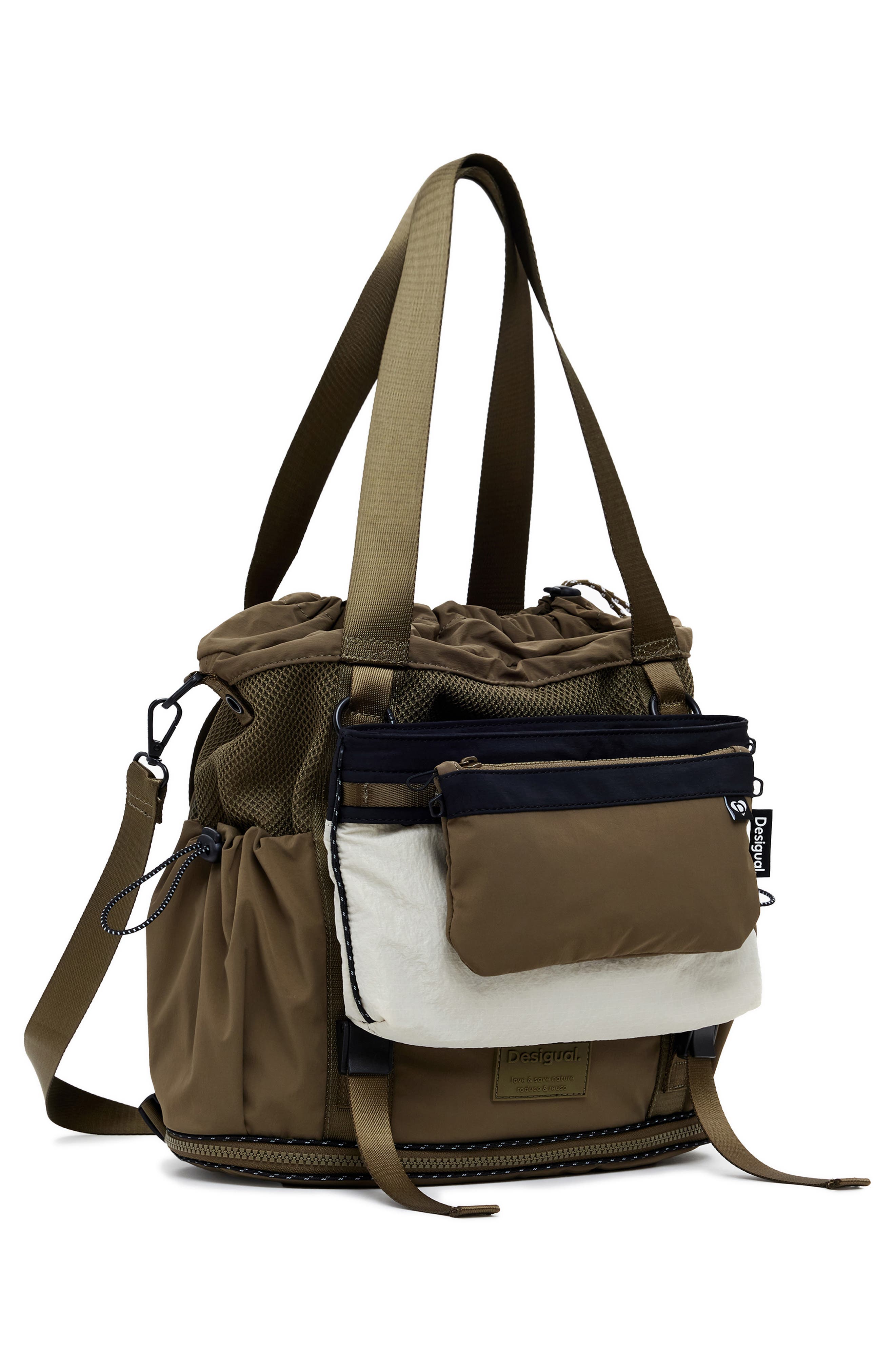 Desigual Large Nylon Modular Backpack, Alternate, color, Khaki