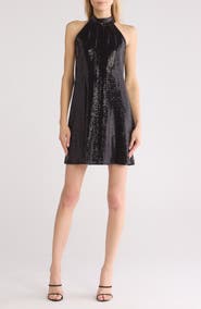 bebe Trap Disco Dot Halter Dress