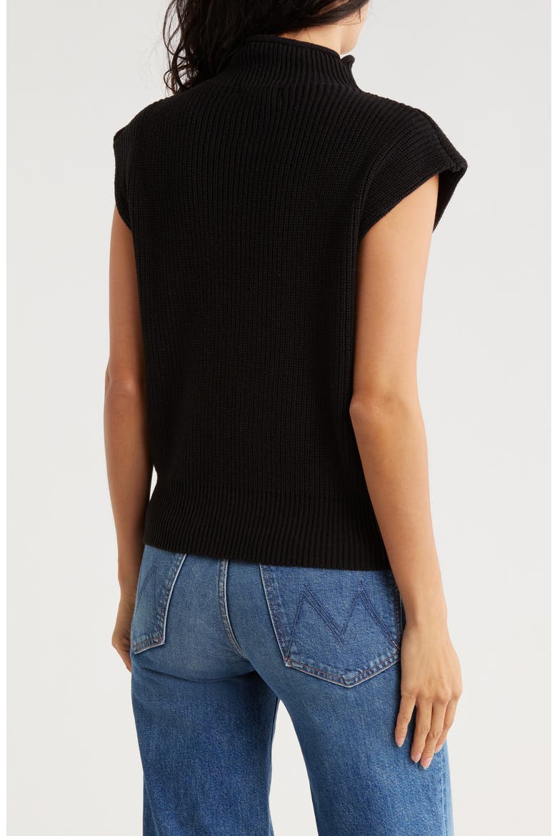 Mock Neck Cap Sleeve Sweater, Alternate, color, BLACK