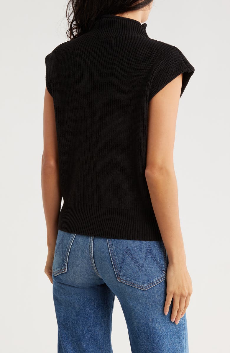 Blu Pepper Mock Neck Cap Sleeve Sweater, Alternate, color, Black