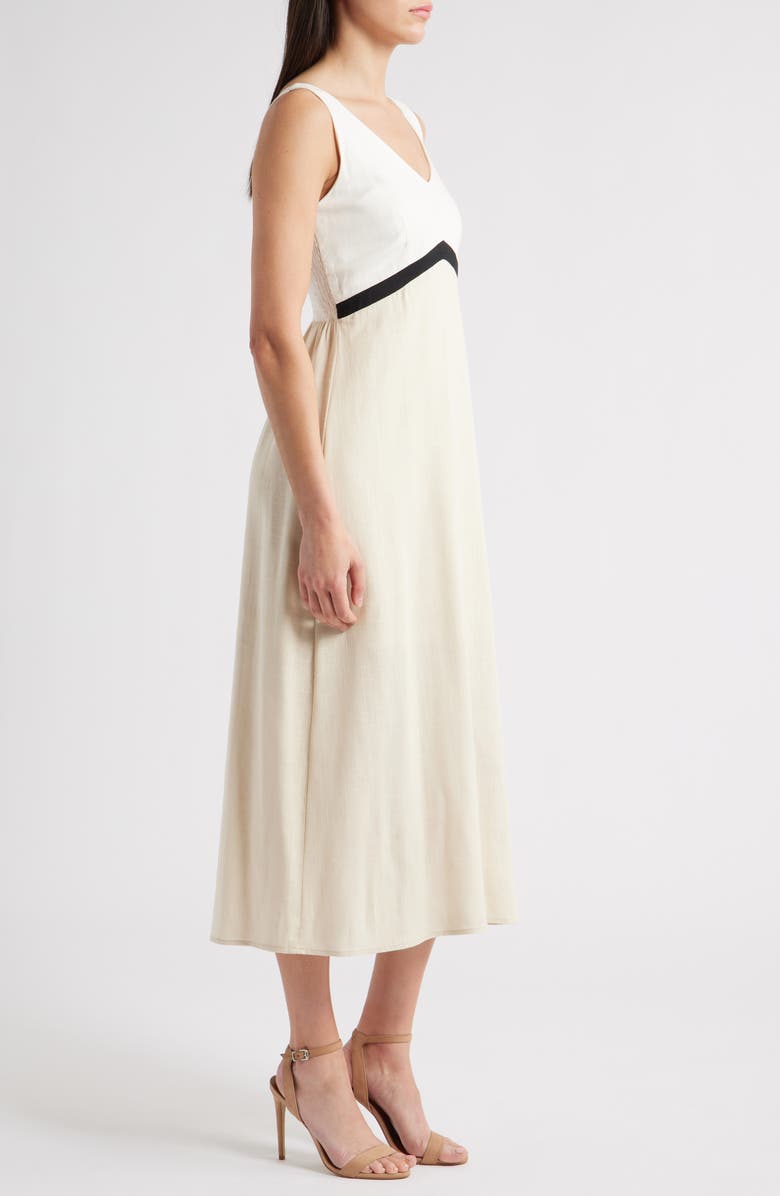 ZOE AND CLAIRE Colorblock Midi Sundress, Alternate, color, Light Khaki