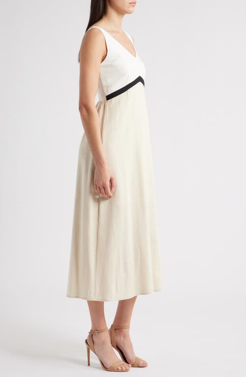 Zoe And Claire Colorblock Midi Sundress In Neutral