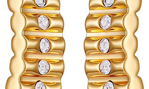 Vince Camuto Pavé Crystal Ribbed Hoop Earrings In Gold