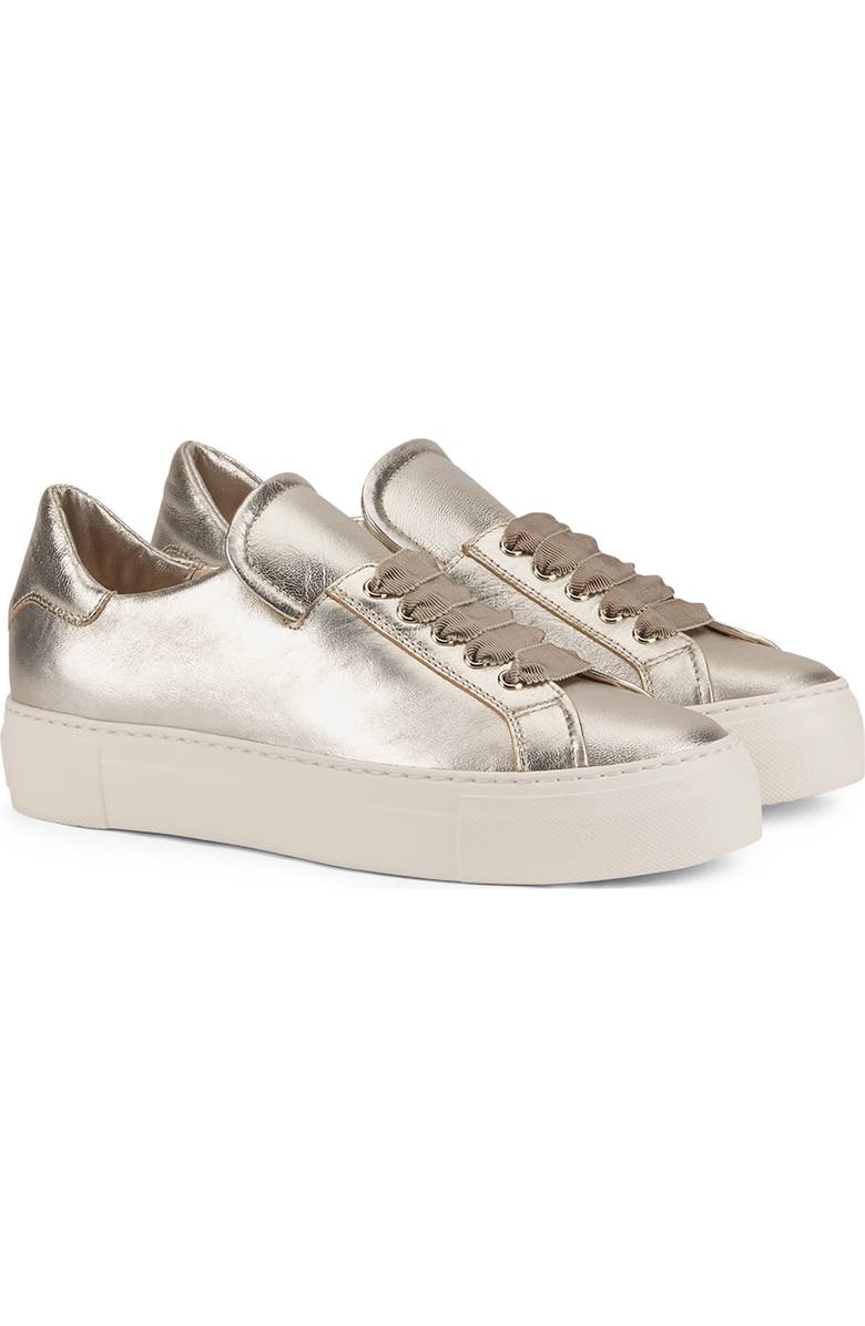 AGL Edda Metallic Leather Sneaker, Main, color, Sandy-Milk
