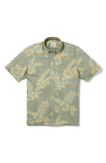 Reyn Spooner Pua Tapa Classic Fit Short Sleeve Button-down Shirt In Enamel Blue