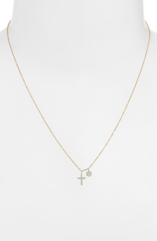 Shop Meira T Pavé Diamond Cross Pendant Necklace In Yellow Gold