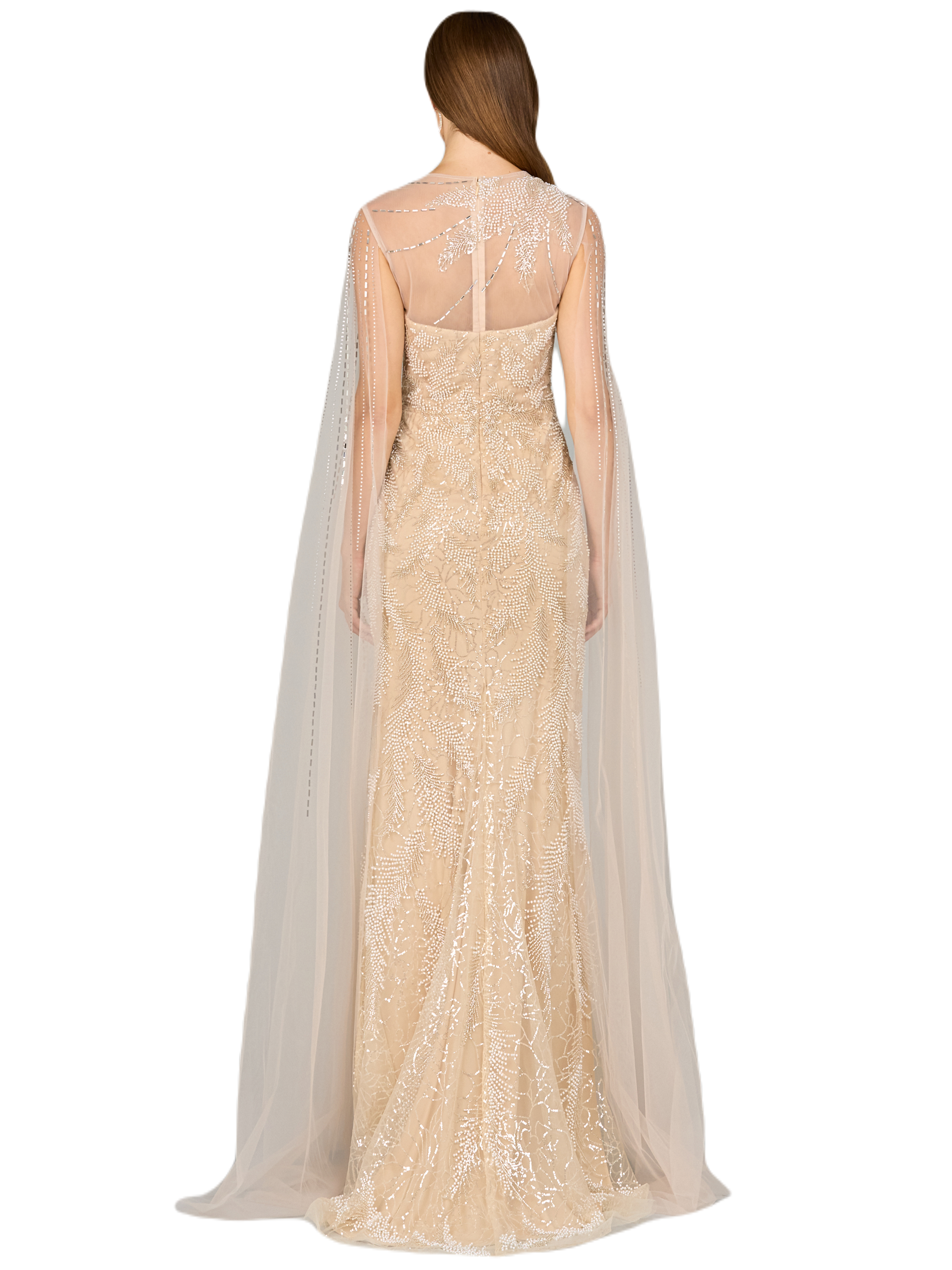 Long Cape Beaded Gown - image 2
