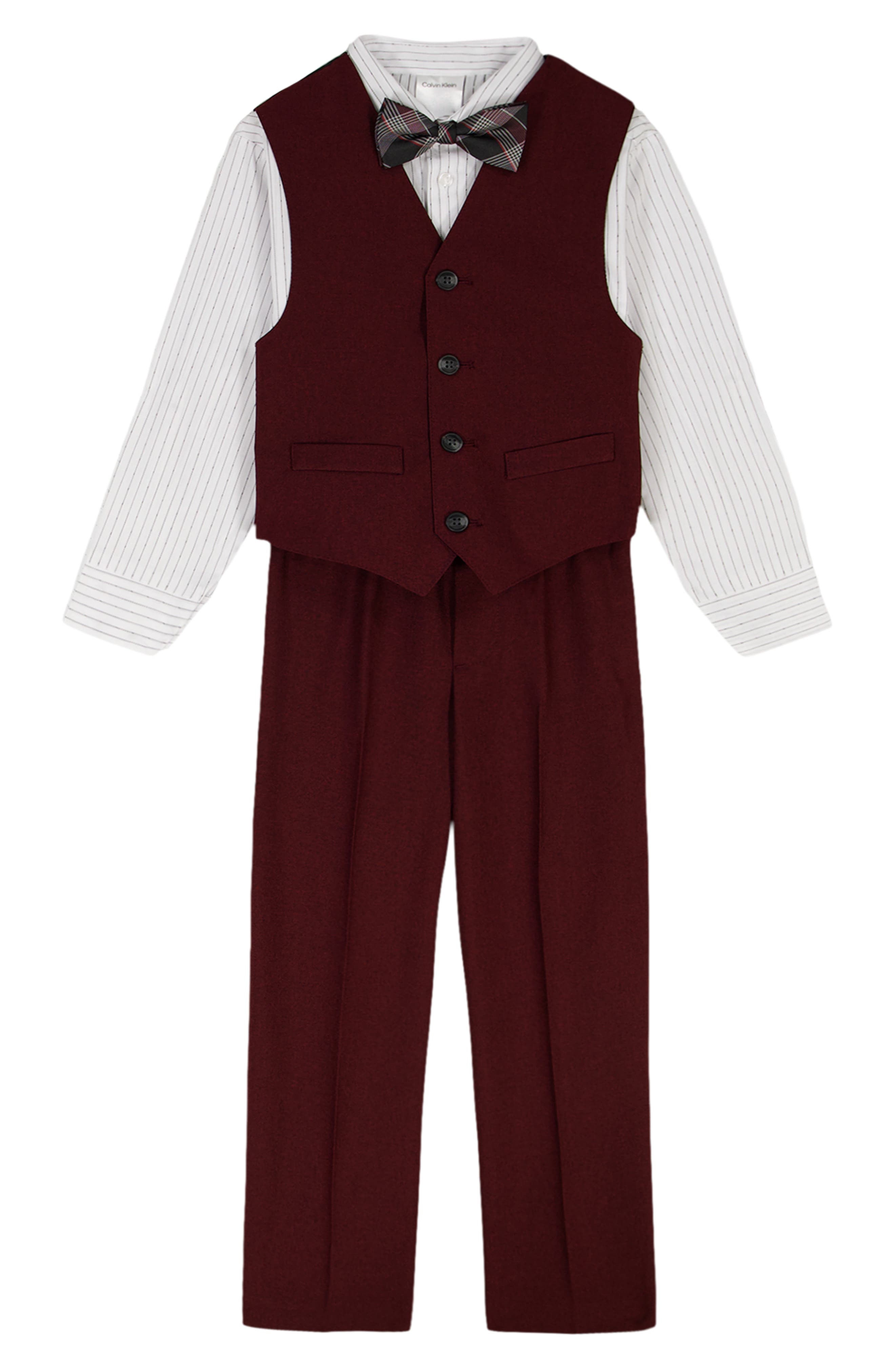 Calvin Klein Kids' Button-Up Shirt, Bow Tie, Vest & Pants Set