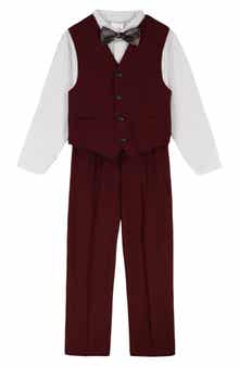 Kids' Button-Up Shirt, Bow Tie, Vest & Pants Set