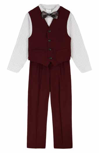 Kids' Button-Up Shirt, Bow Tie, Vest & Pants Set