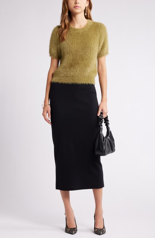Open Edit Eyelash Sweater In Olive Brine