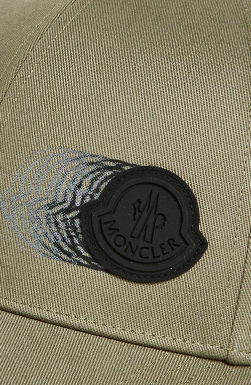 Moncler Logo Cotton Baseball Cap In Green
