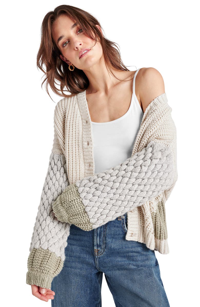 Splendid Margo Mixed Stitch Cardigan, Alternate, color, White Sand/ Dew