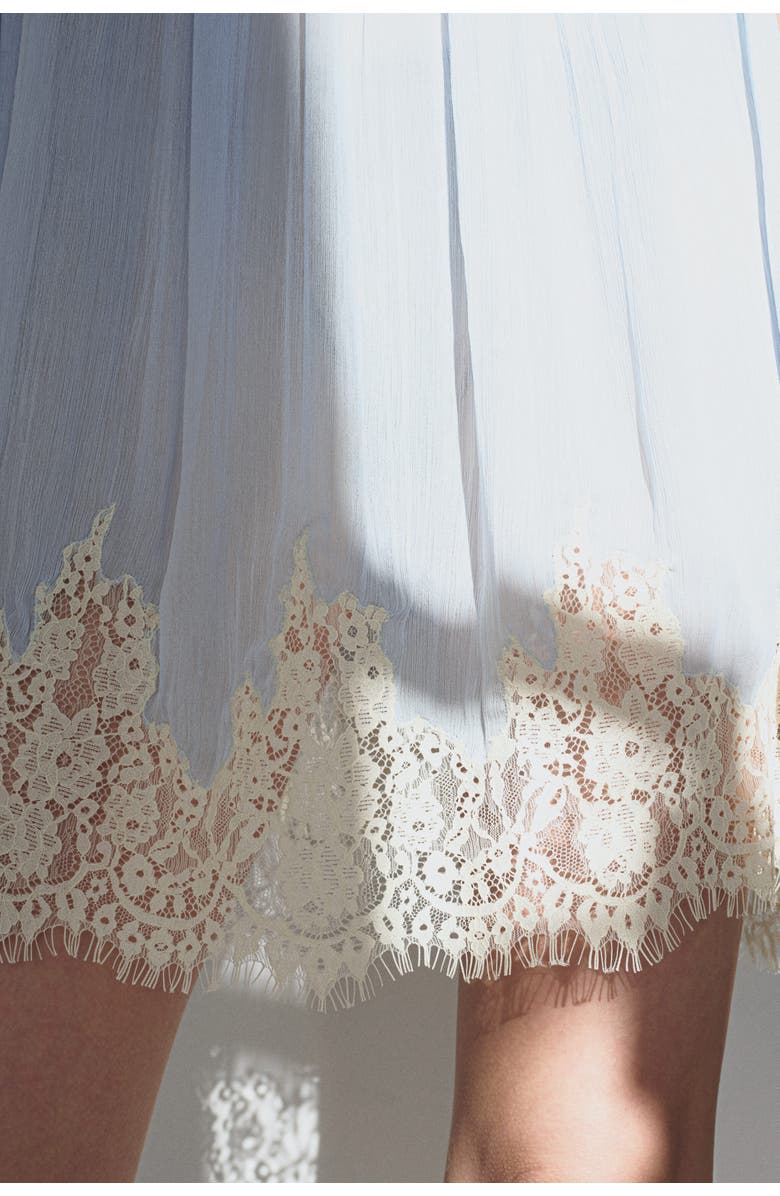 H&M Lace-trimmed chiffon strappy dress, Alternate, color, Light Blue