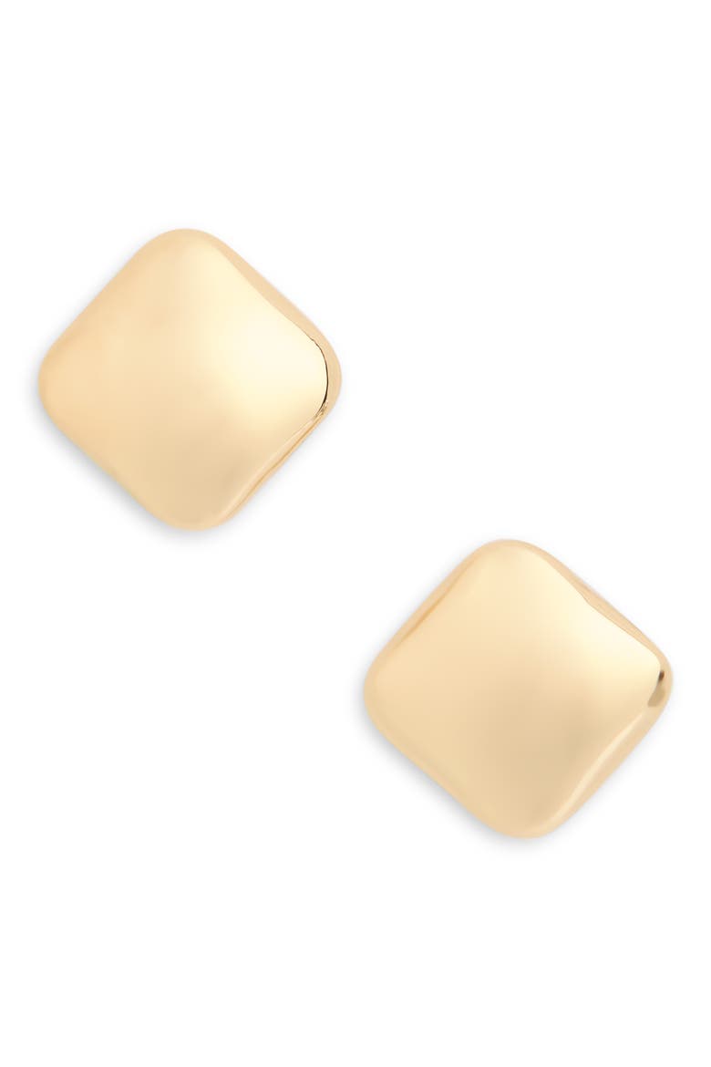 Rounded Square Stud Earrings, Main, color, GOLD