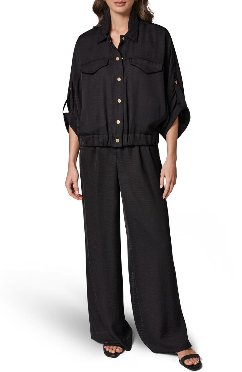 Donna Karan New York Dolman Roll Tab Front Button Top, Alternate, color, 