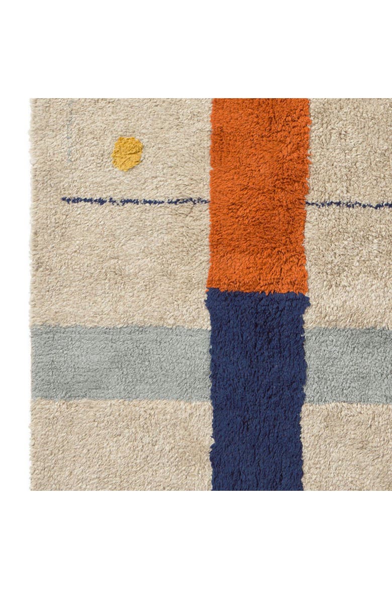 Washable Rug Geometrical Shapes, Alternate, color, Blue , Orange,  Honey, Beige