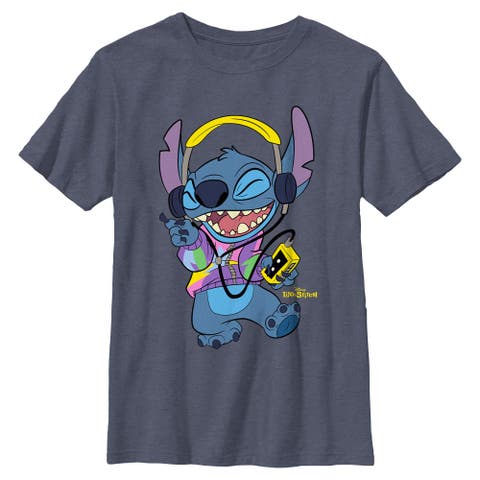Boy's Lilo & Stitch Cool Headphones Stitch  Graphic T-Shirt