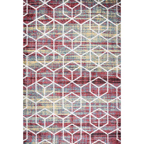 Jonathan Y Tumbling Blocks Modern Geometric Area Rug In Multi/white