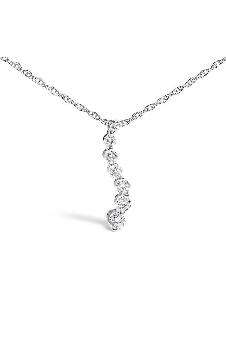 .925 Sterling Silver 1/4 Cttw Lab Grown Diamond Journey Pendant Necklace, Alternate, color, White