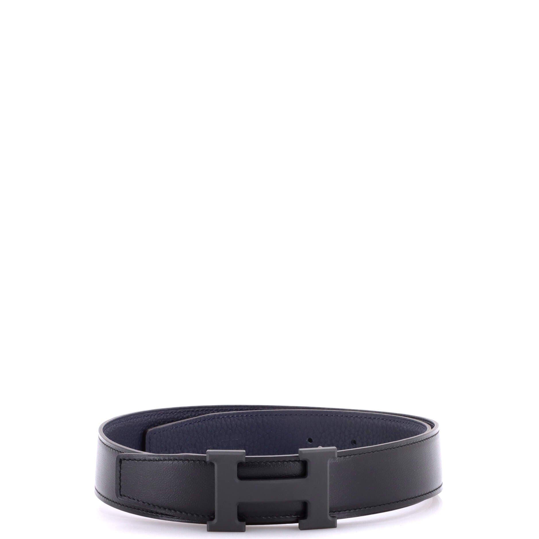 Pre-Owned Hermes Constance Reversible Belt Leather with So Black Matte Hardware Wide, Main, color, Black