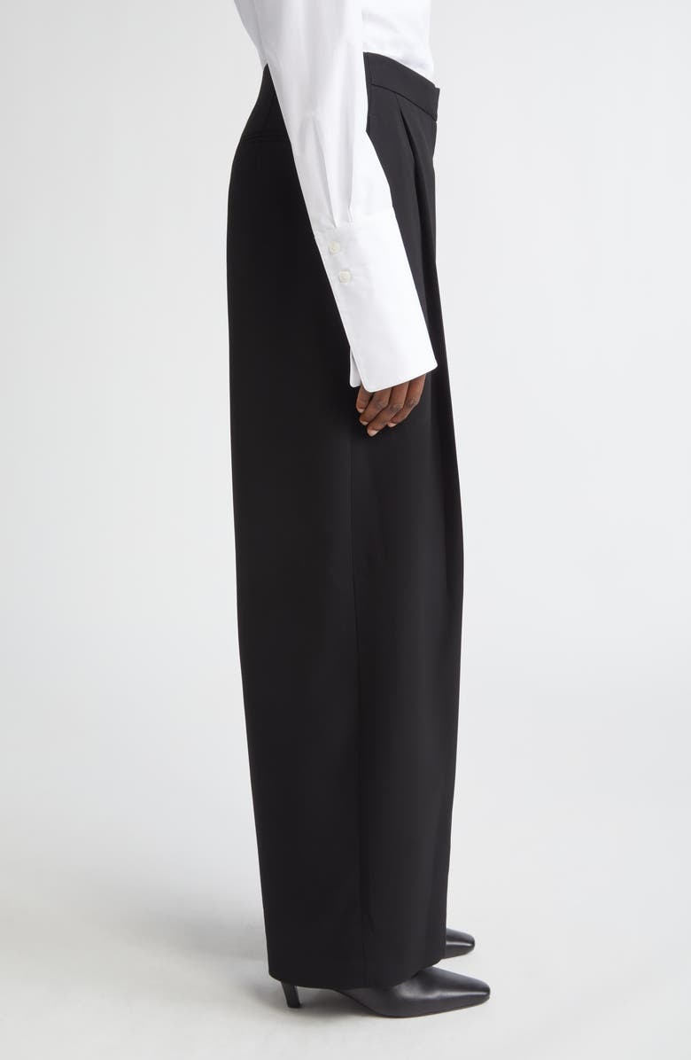Lafayette 148 New York Cooper Pleated Finesse Crepe Barrel Leg Pants, Alternate, color, Black