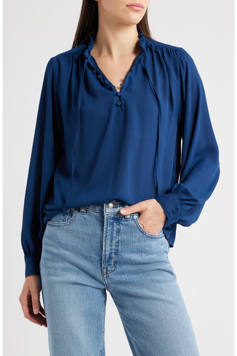 Shay Long Sleeve Chiffon Top, Main, color, INK BLUE