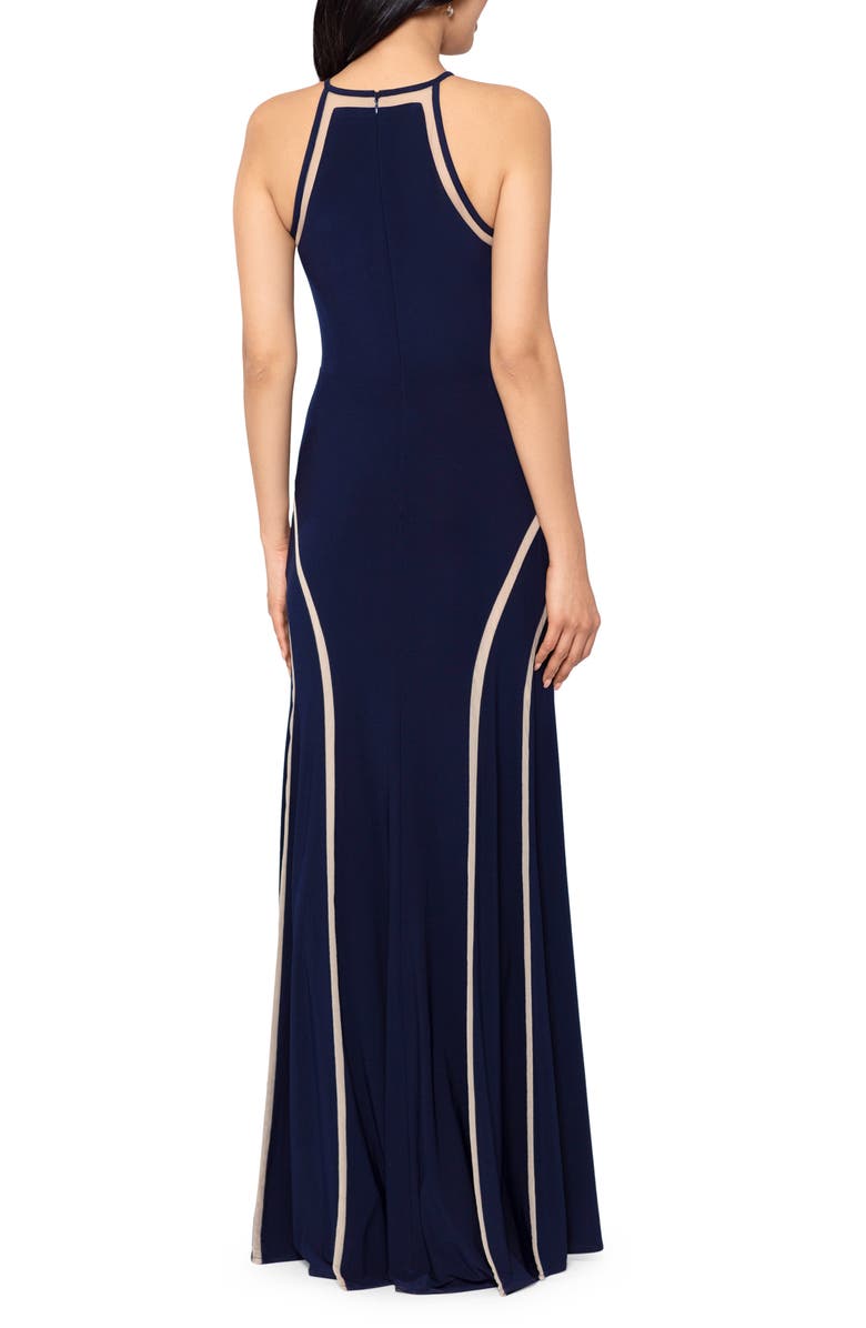 Xscape Evenings Mesh Inset Jersey Trumpet Gown, Alternate, color,