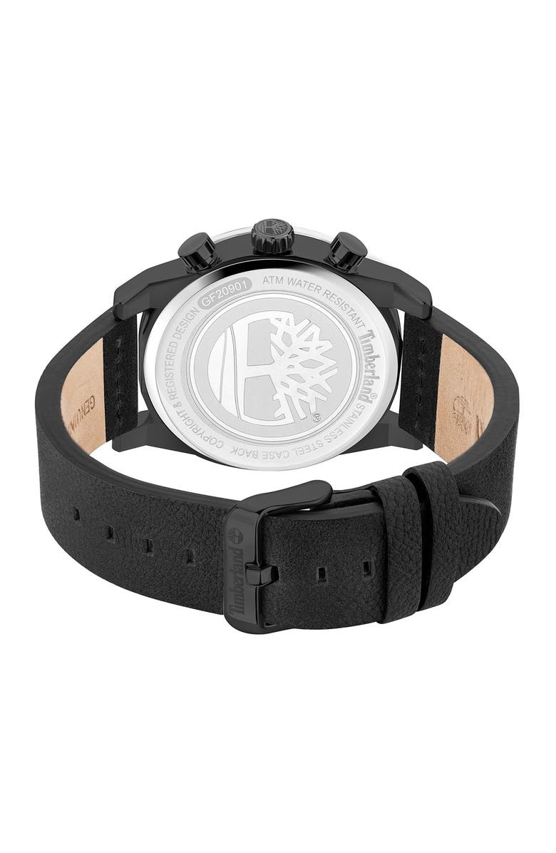 Timberland Men's Multifunction Dual Time Leather Strap Watch, Alternate, color, 