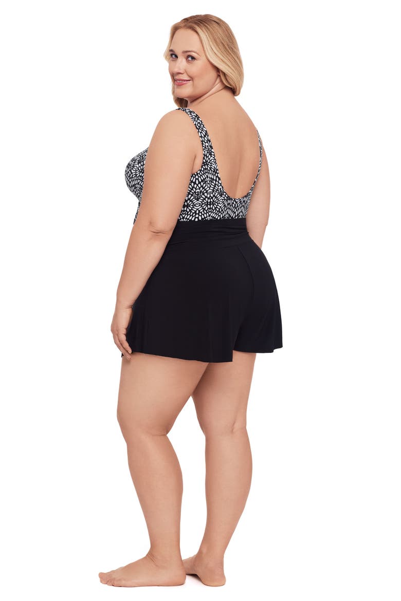 Rebecca Surplice Plus Size Swim Romper with Pockets, Alternate, color, Balinese Block