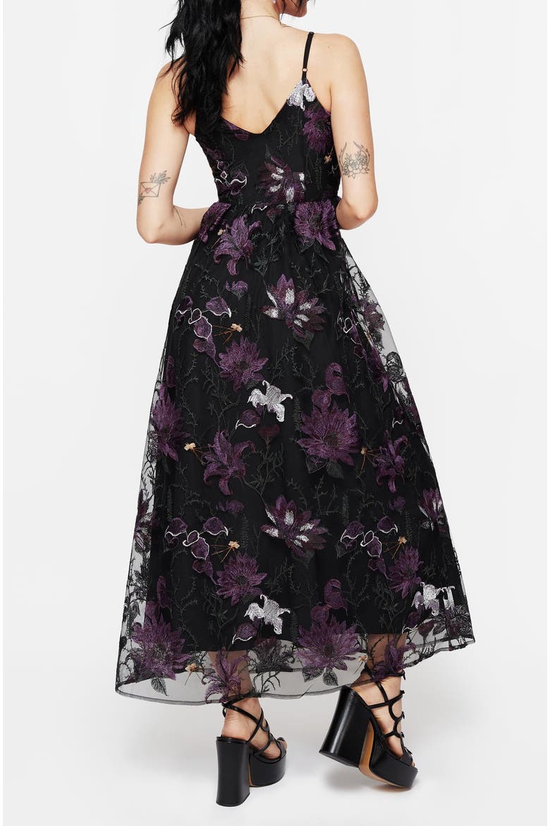 Estrid Embroidered Mesh Maxi Dress, Alternate, color, Purple