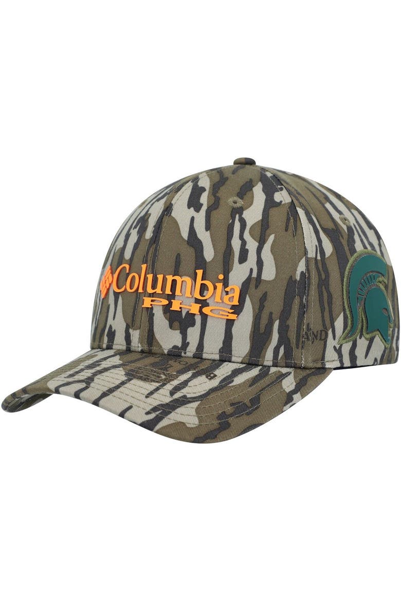 Men's Columbia Mossy Oak Camo Michigan State Spartans Bottomland Flex Hat, Main, color, Camo