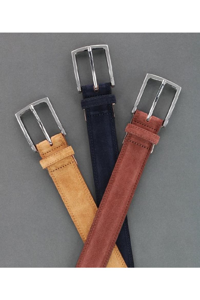 Armando Italian Suede 35mm Feathered Edge Belt, Alternate, color, Tan