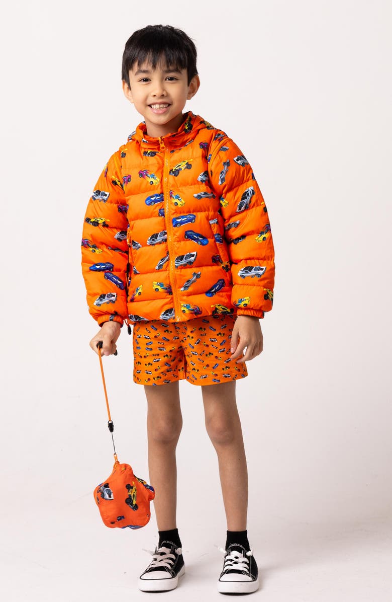 CALONIE Kids' Tanner Reversible Convertible Hooded Down Puffer Jacket, Alternate, color, Orange