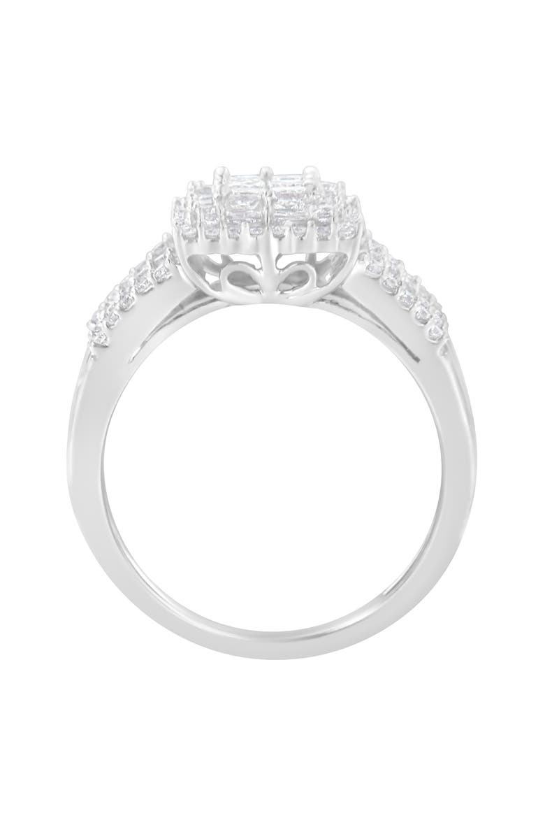 10K White Gold 1.0 Cttw Diamond Cluster Ring, Alternate, color, White