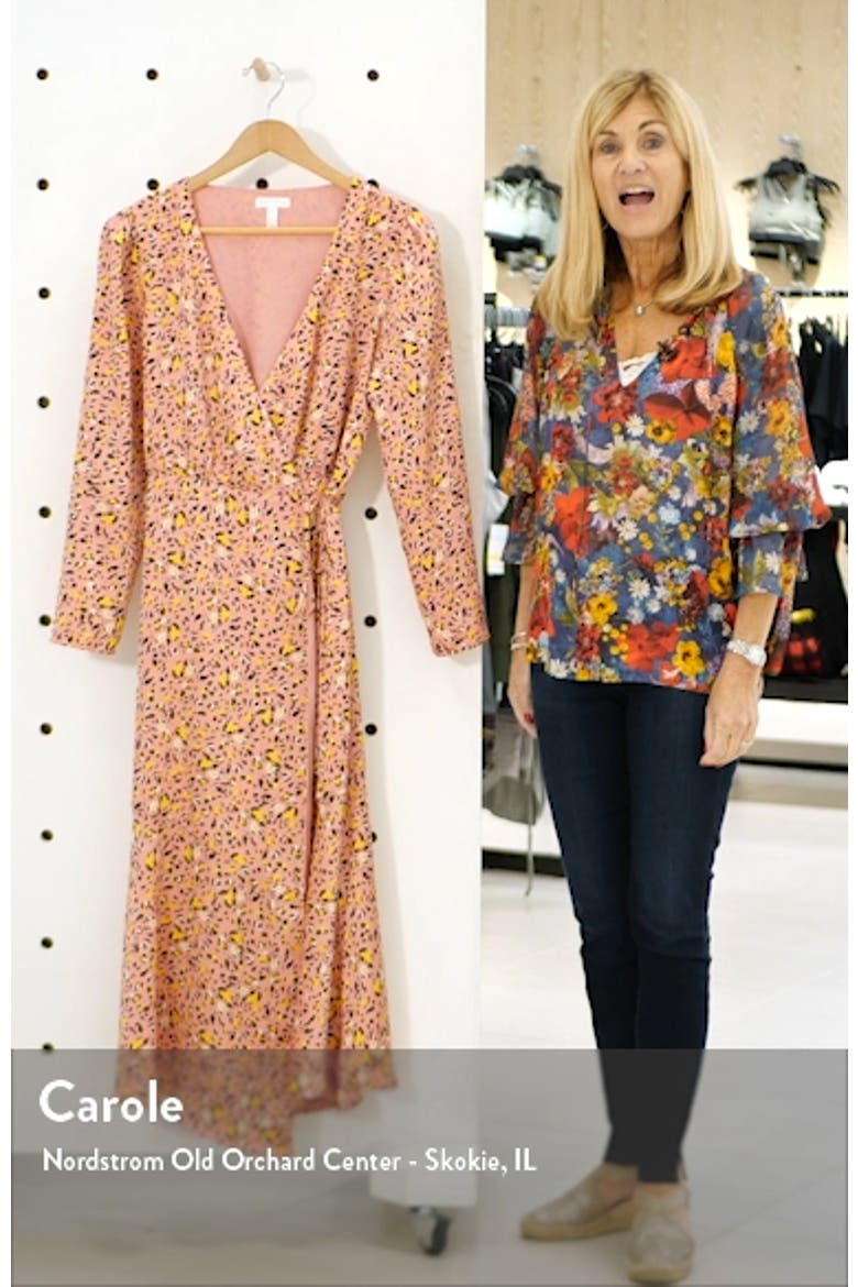 Pink Leopard Print Long Sleeve Satin Midi Wrap Dress video