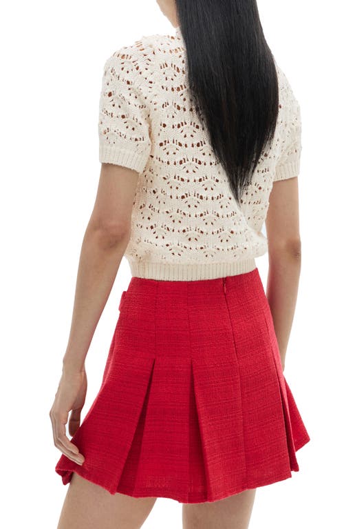 MANGO MANGO OPEN STITCH SHORT SLEEVE CROP SWEATER