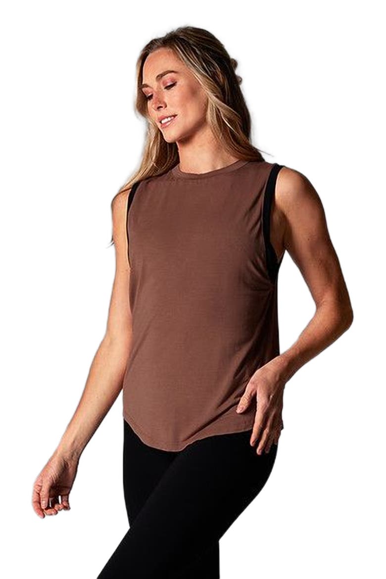 High Neck Muscle Tank, Alternate, color, CLOVE EBONY