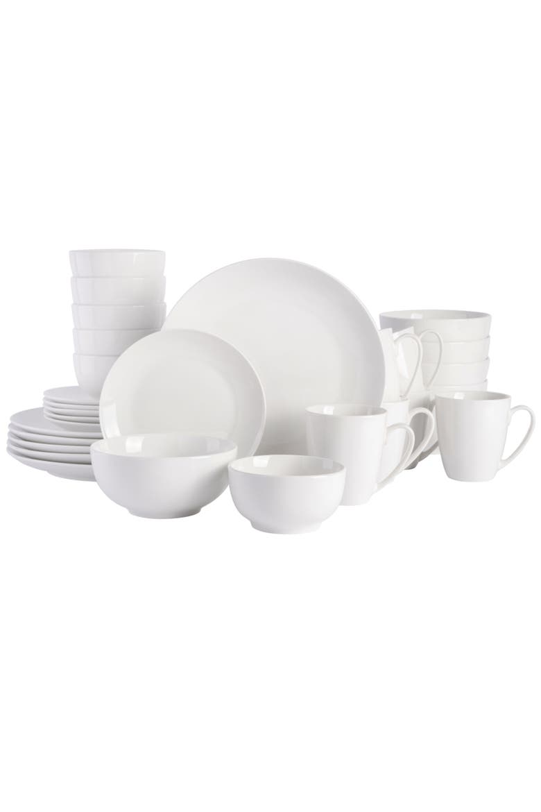 Ogalla Porcelain Plates, Bowls & Mugs Dinnerware Set, Main, color, White