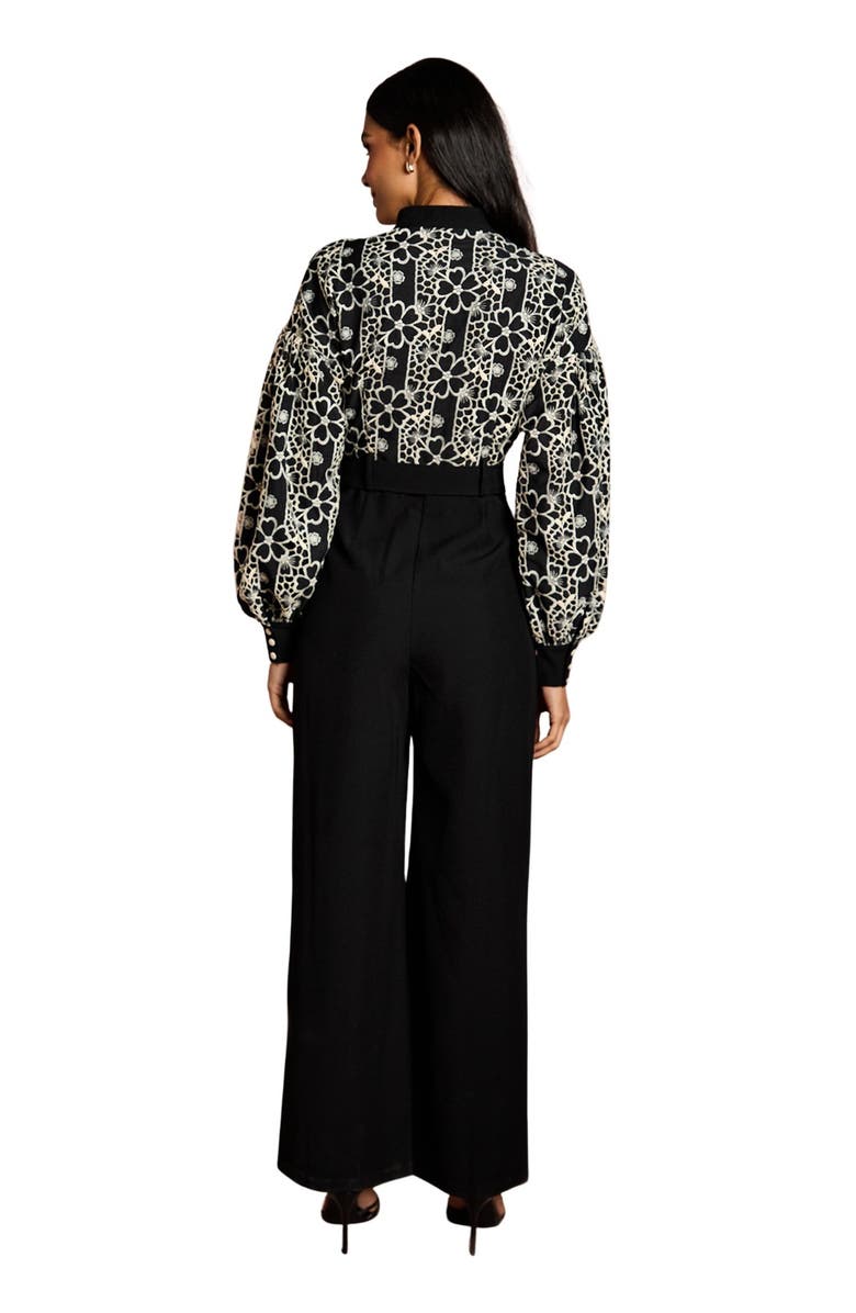 Coast Blouson Sleeve Belted Wide Leg Jumpsuit, Alternate, color, Mono