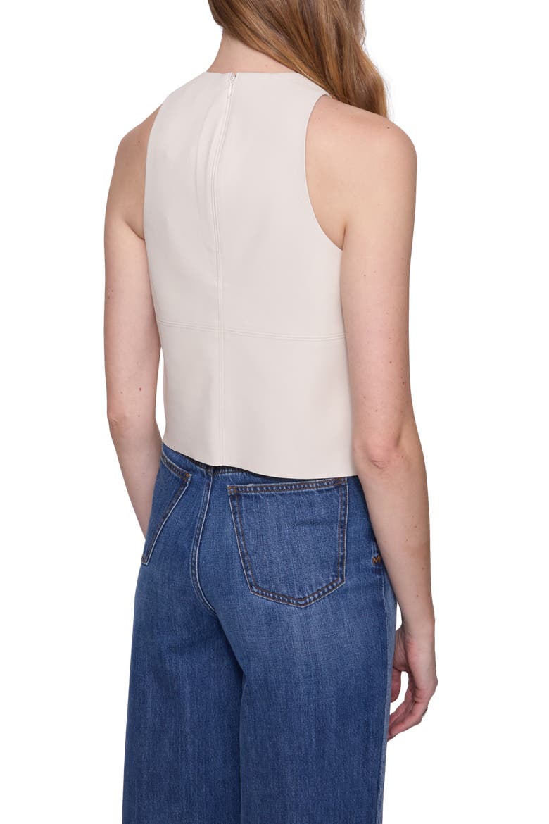 Nora Faux Leather High Neck Top, Alternate, color, CHALK
