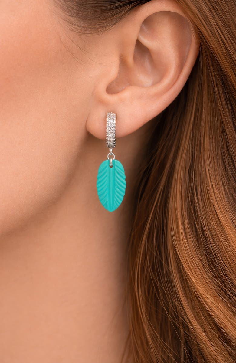 LA MENO Turquoise Leaf Drop Earrings, Alternate, color, 