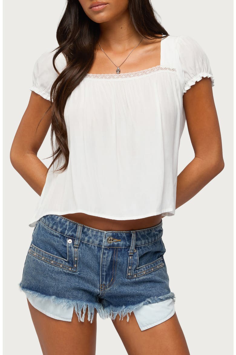 Nesta Puff Sleeve Top, Main, color, WHITE