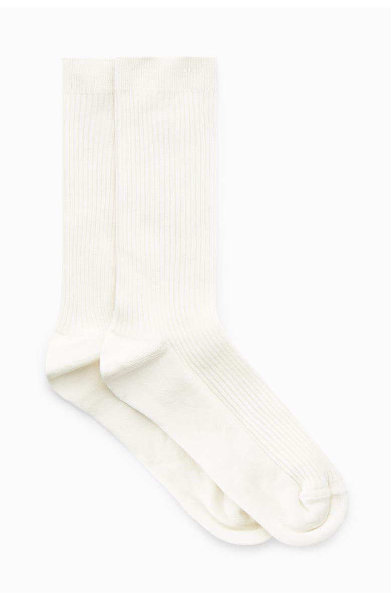 COS 2-Pack Ribbed Socks, Main, color, Cream